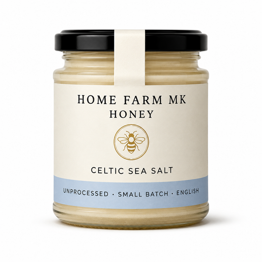 A Jar of English honey infused with celtic sea salt